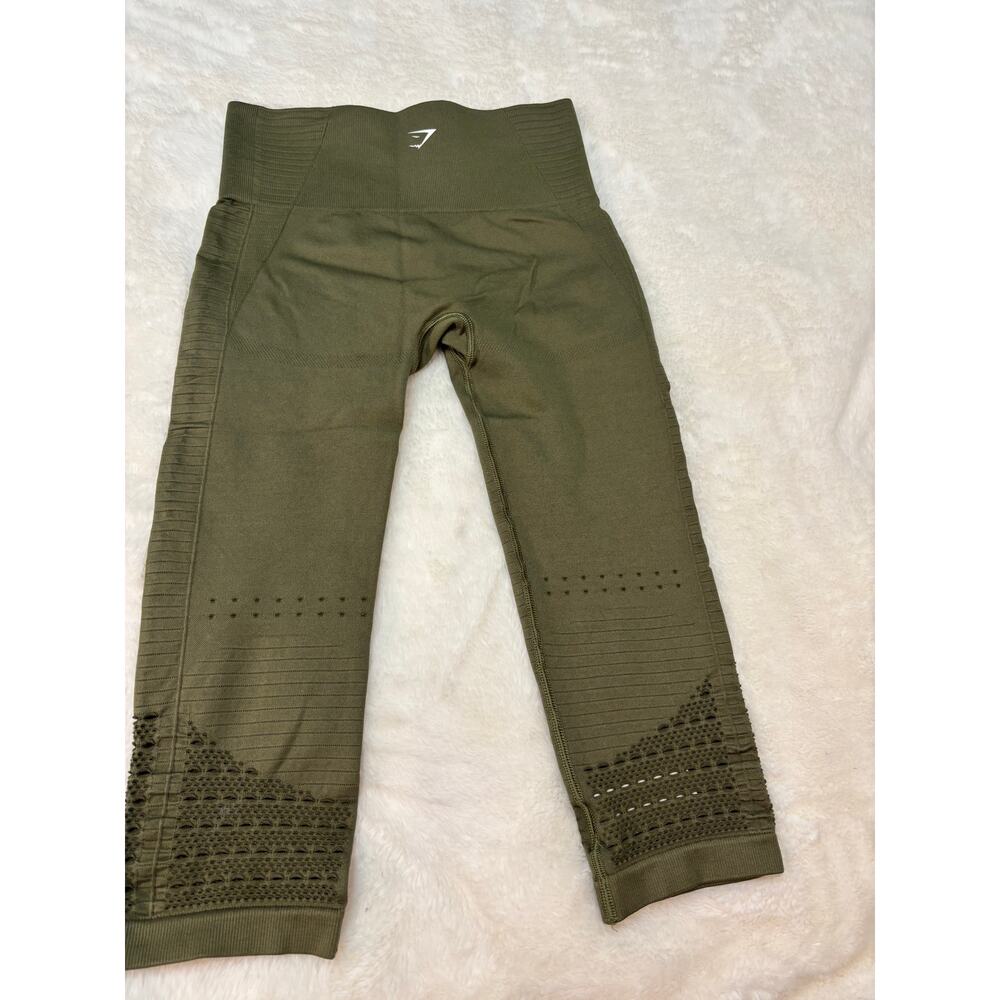 Gymshark Energy Seamless Cropped Leggings in Olive Green